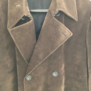 Full Suede Armani Olive Suede Coat XL